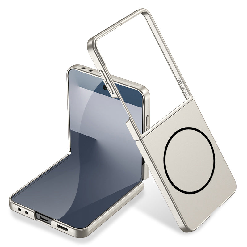 Galaxy Z Flip 7 Case Wireless Charging Zore Kıpta M-safe Cover Titanium