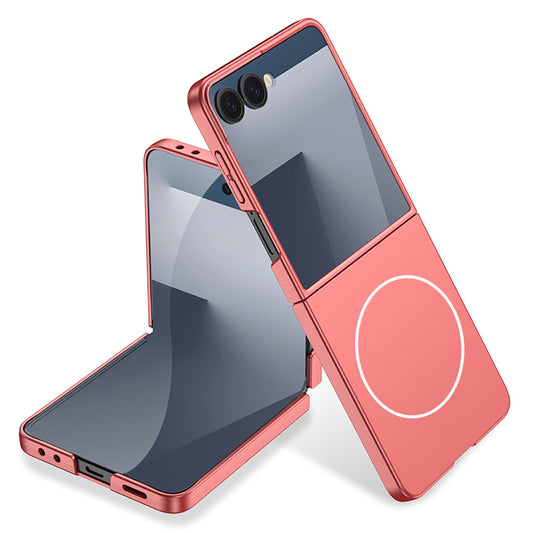 Galaxy Z Flip 7 Kılıf Wireless Şarj Özellikli Zore Kıpta M-safe Kapak Rose Gold