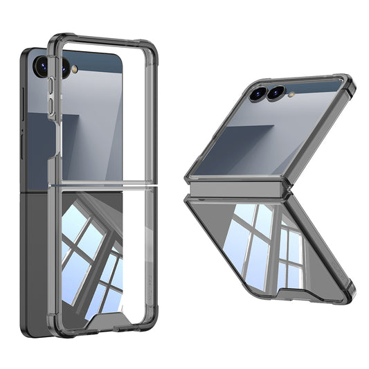 Galaxy Z Flip 7 Kılıf Zore Full Camlı Kıpta Kapak Siyah