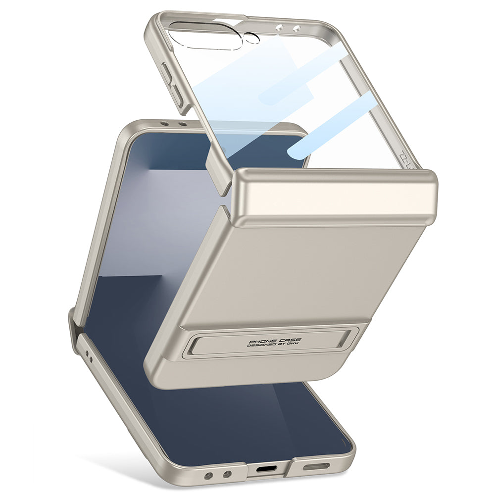 Galaxy Z Flip 7 Case Zore Kıpta Stand Cover Silver