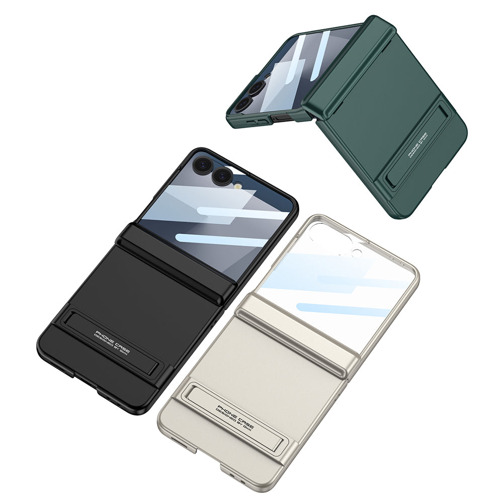 Galaxy Z Flip 7 Case Zore Kıpta Stand Cover Silver