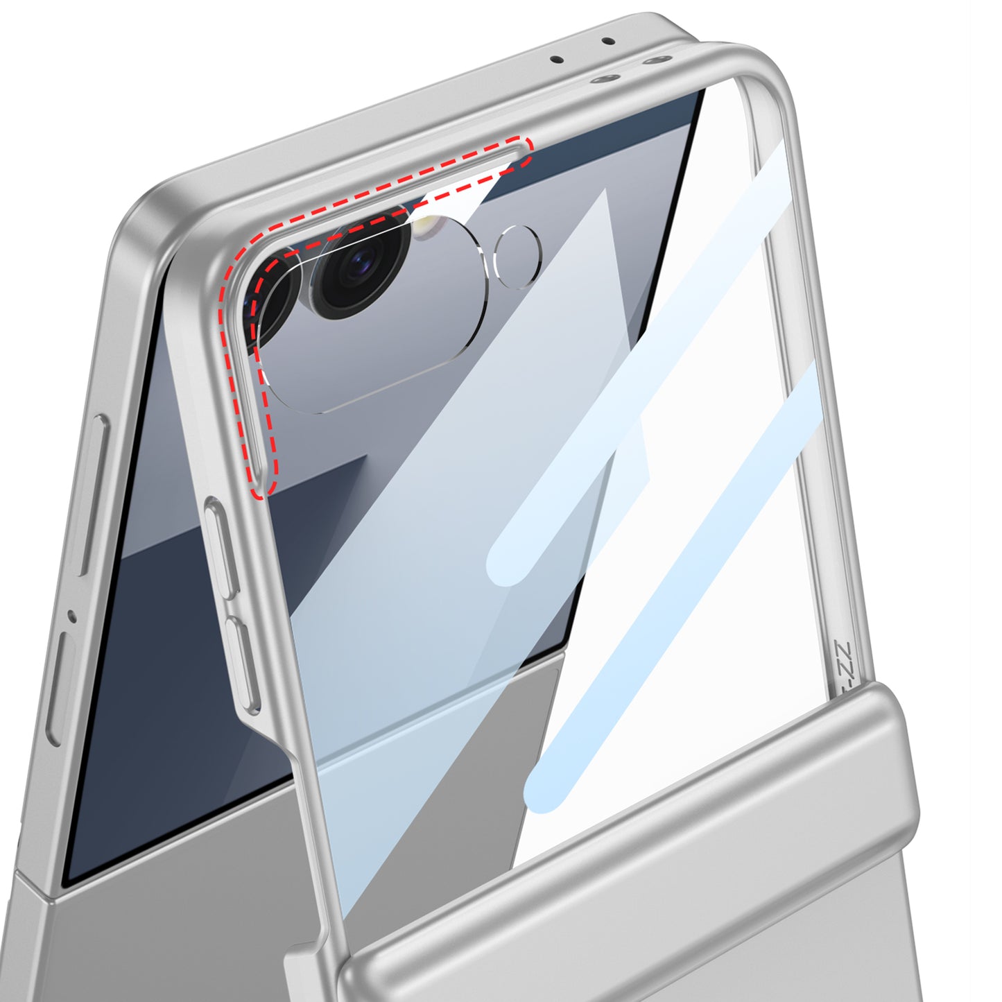 Galaxy Z Flip 7 Case Zore Kıpta Stand Cover Silver