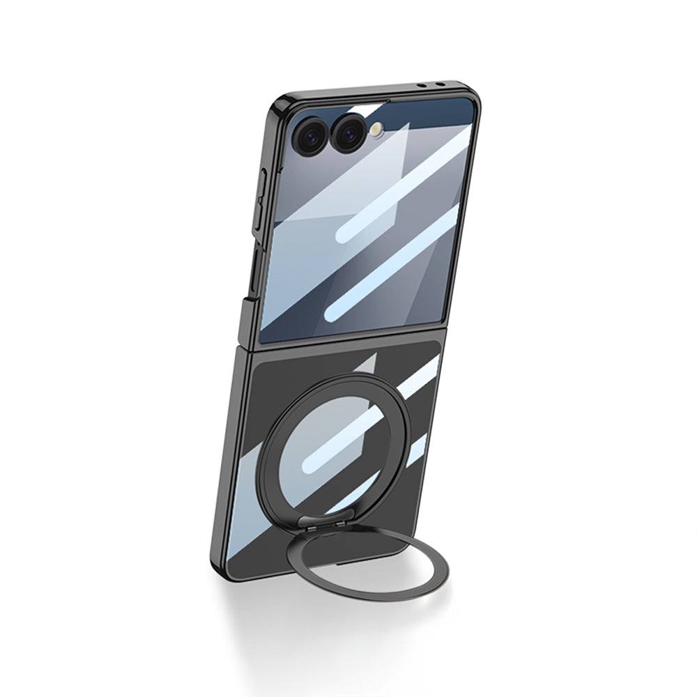 Galaxy Z Flip 7 M-safe Şarj Özellikli Zore Kıpta KPT-02 Standlı Kapak Gümüş