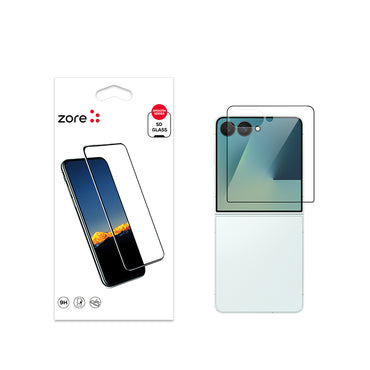 Galaxy Z Flip 7 Zore Kenarları Kırılmaya Dayanıklı Cam Ekran Koruyucu Şeffaf