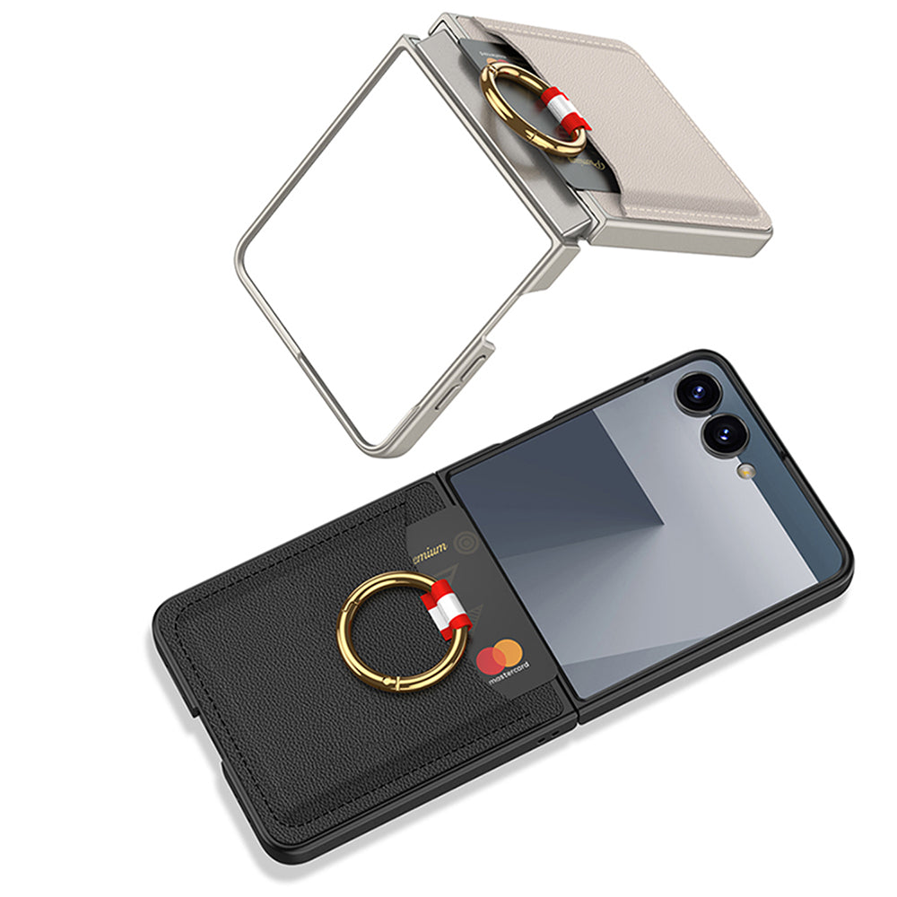 Galaxy Z Flip 7 Zore Kıpta Yüzüklü Kartlıklı Kapak Pembe