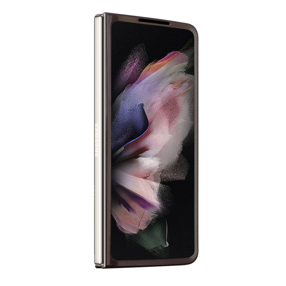 Galaxy Z Fold 5 Case Guess Original Licensed PU Leather Stone Triangle Logo 4G Patterned Strass Cover Pink