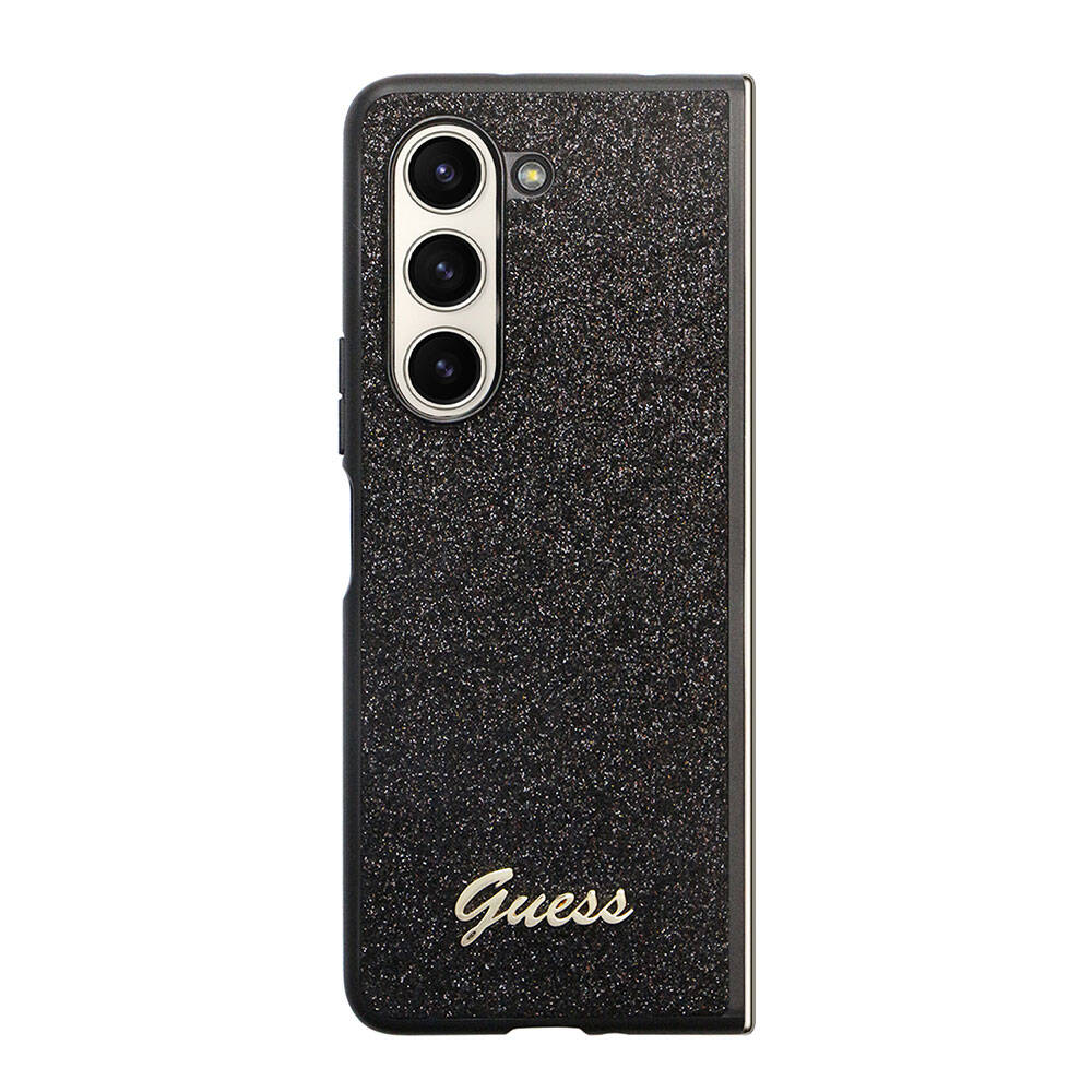 Galaxy Z Fold 5 Case Guess Original Licensed Glitter Script Cover with Logo Pink