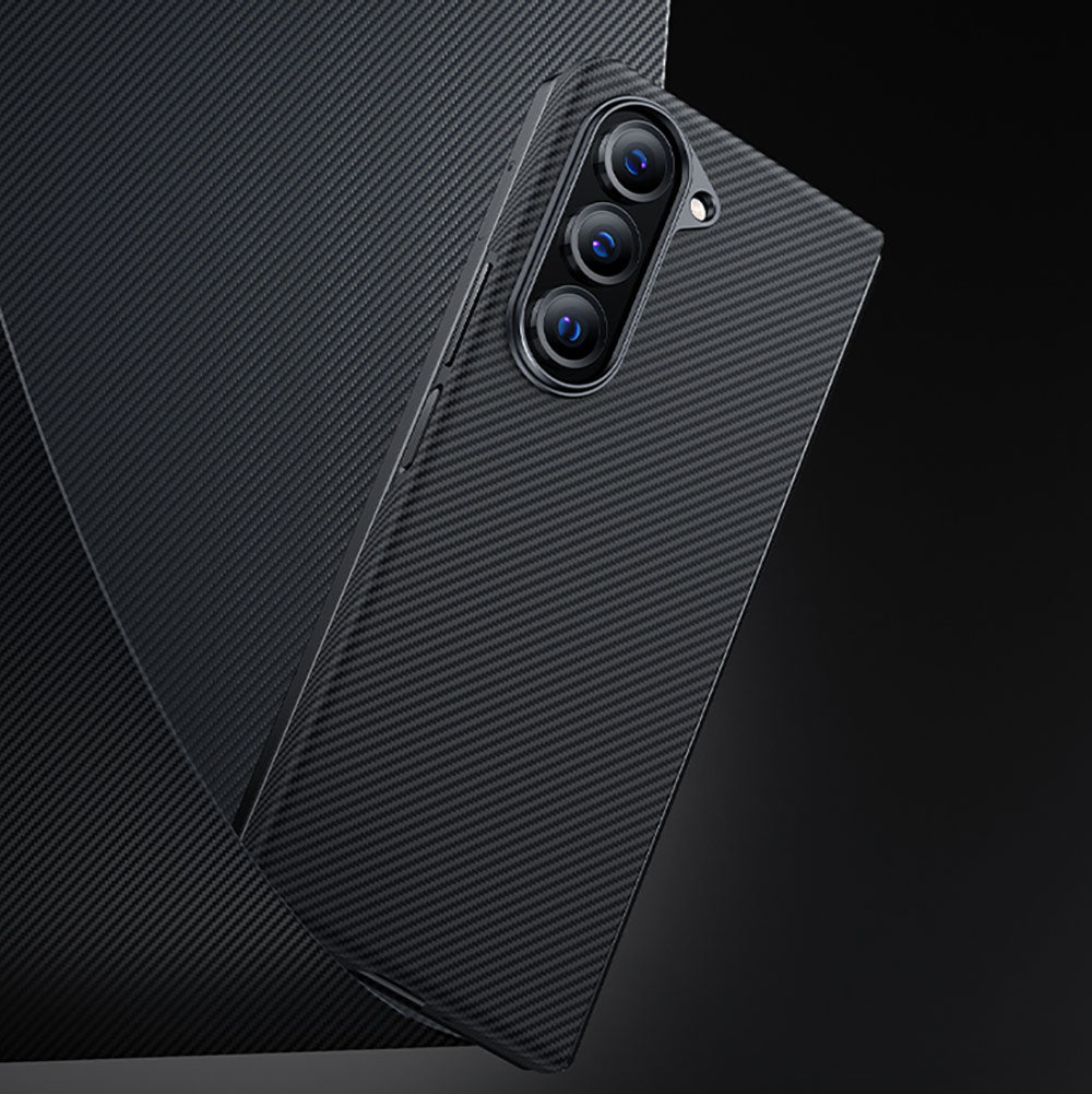Galaxy Z Fold 5 Case Carbon Fiber Benks Essential 600D Kevlar Cover Black with M-safe Feature