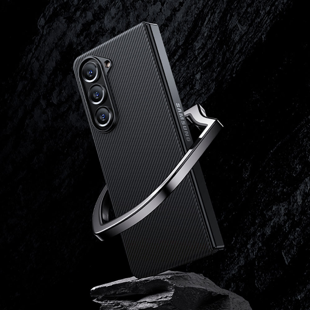 Galaxy Z Fold 5 Case Carbon Fiber Benks Essential 600D Kevlar Cover Black with M-safe Feature