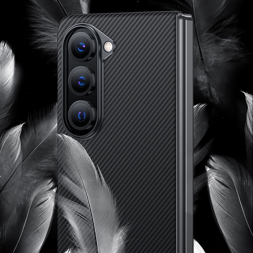Galaxy Z Fold 5 Case Carbon Fiber Benks Essential 600D Kevlar Cover Black with M-safe Feature