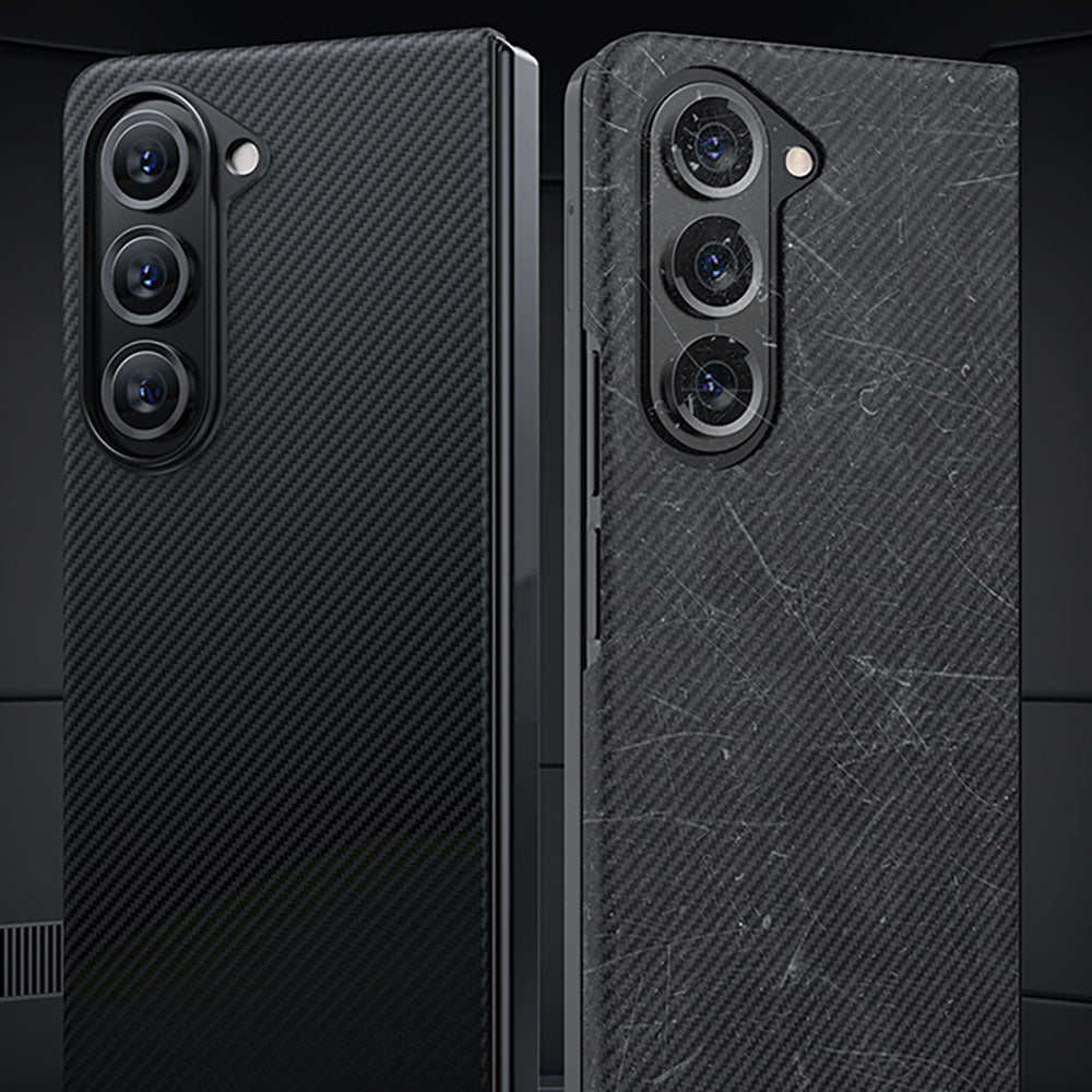 Galaxy Z Fold 5 Case Carbon Fiber Benks Essential 600D Kevlar Cover Black with M-safe Feature