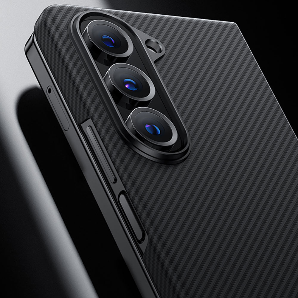 Galaxy Z Fold 5 Case Carbon Fiber Benks Essential 600D Kevlar Cover Black with M-safe Feature