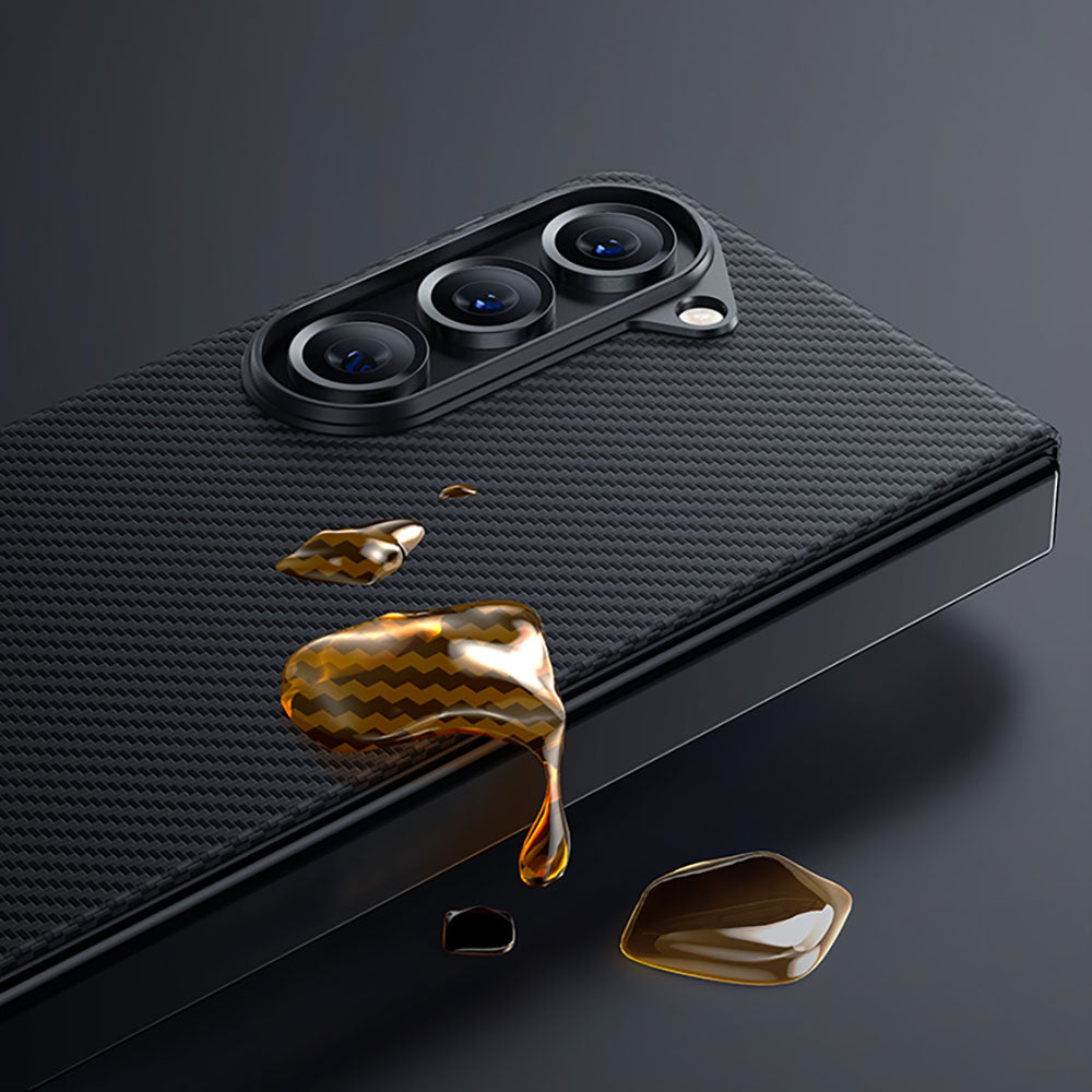 Galaxy Z Fold 5 Case Carbon Fiber Benks Essential 600D Kevlar Cover Black with M-safe Feature