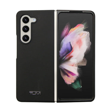 Galaxy Z Fold 5 Kılıf TUMI Liquid Silikon Metal Logo Dizayn Orjinal Lisanslı Kapak Siyah