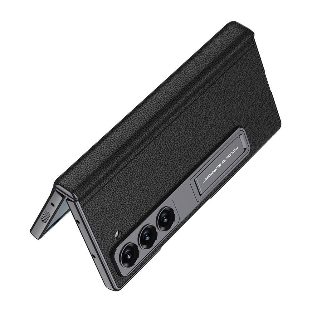 Galaxy Z Fold 6 Case Leather Stand Zore Kıpta Premium Case Black