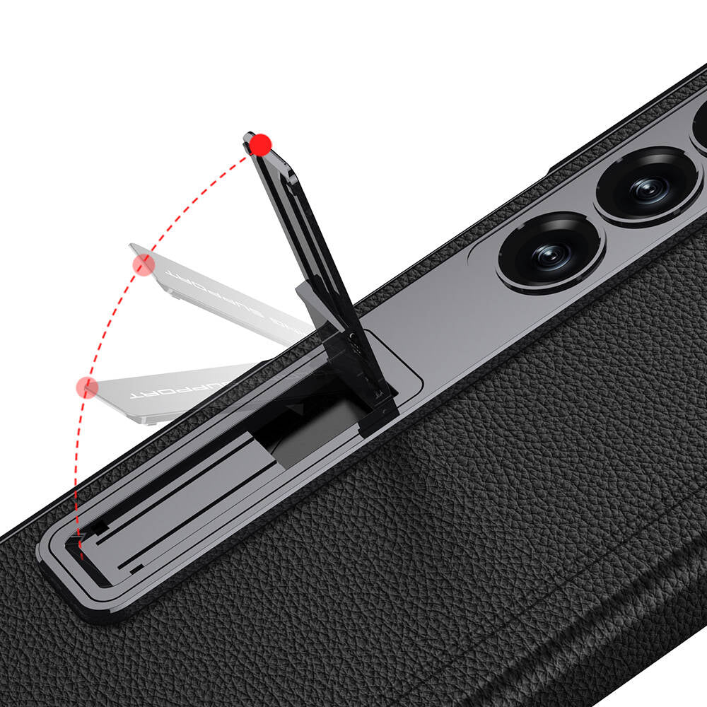 Galaxy Z Fold 6 Case Leather Stand Zore Kıpta Premium Case Black