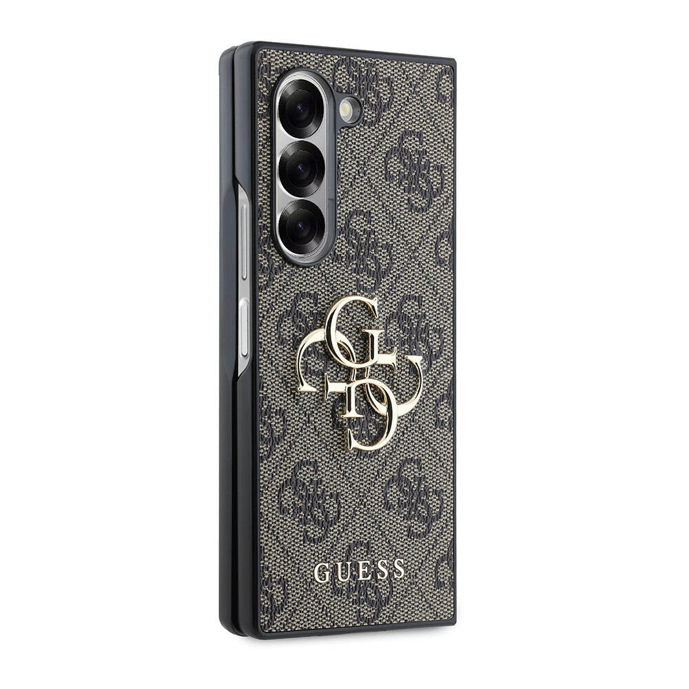 Galaxy Z Fold 6 Kılıf Guess Orjinal Lisanslı Leather Metal Logo Kapak Siyah