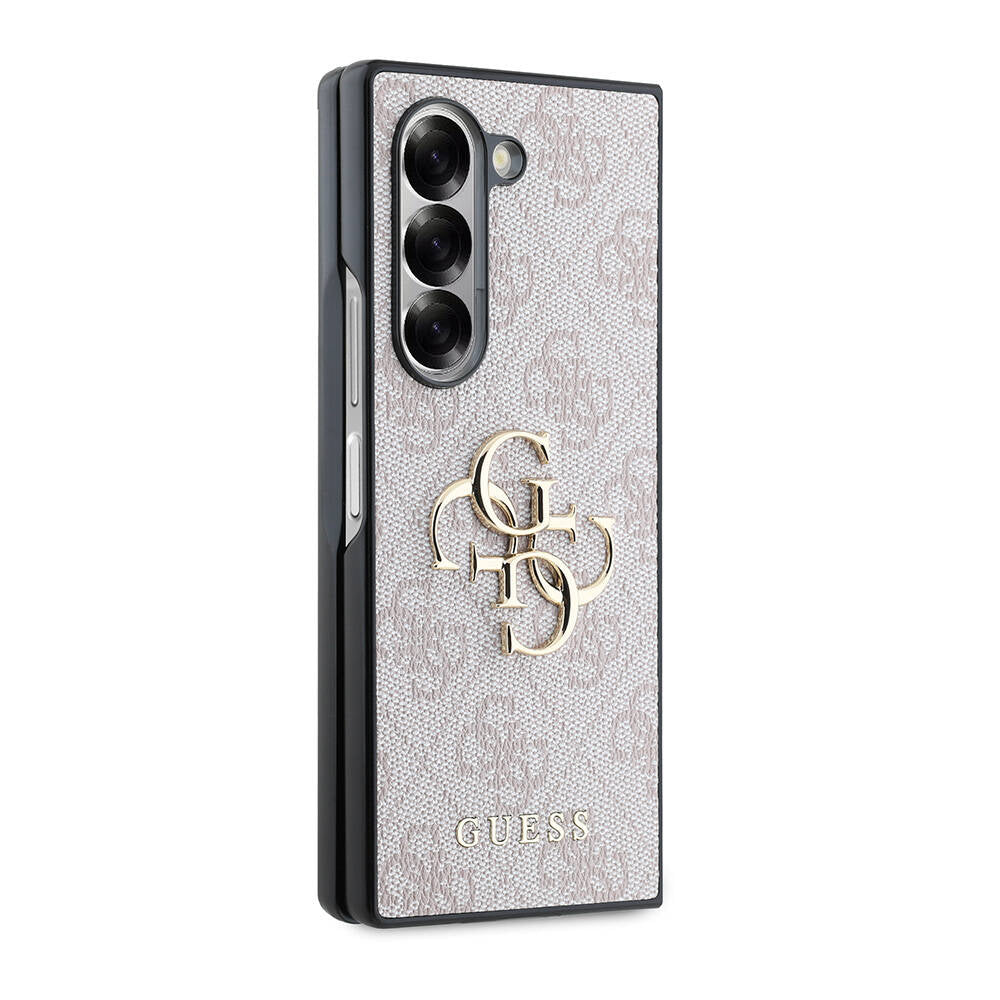 Galaxy Z Fold 6 Kılıf Guess Orjinal Lisanslı Leather Metal Logo Kapak Pembe