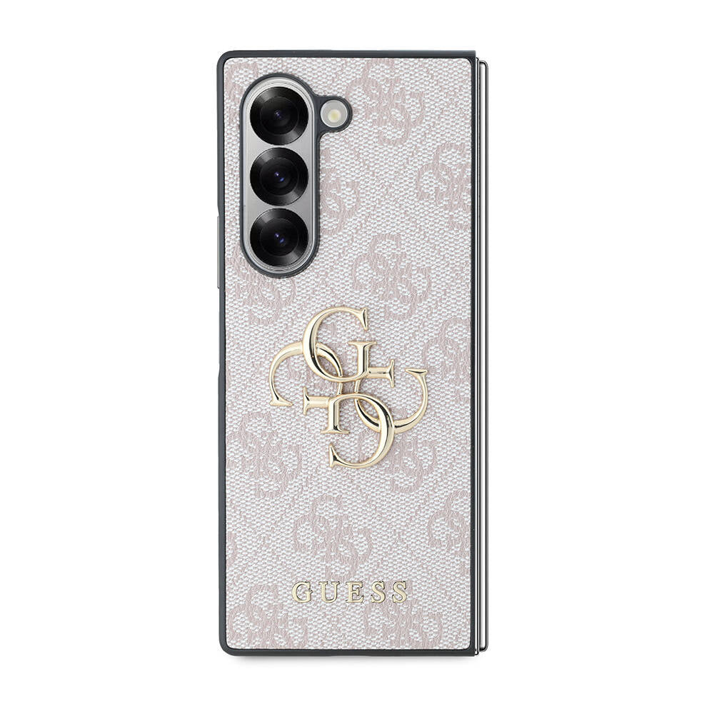 Galaxy Z Fold 6 Kılıf Guess Orjinal Lisanslı Leather Metal Logo Kapak Siyah
