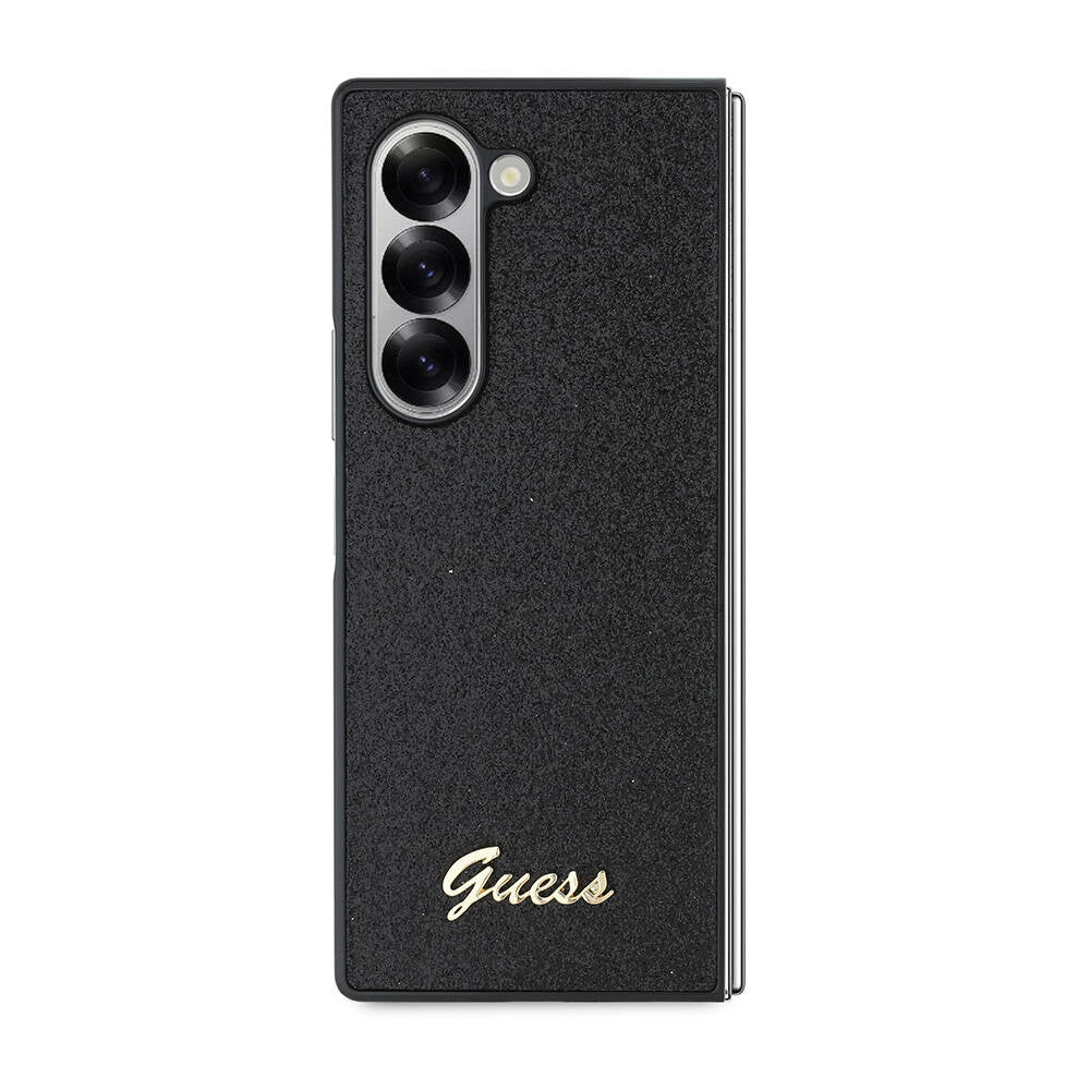 Galaxy Z Fold 6 Kılıf Guess Orjinal Lisanslı Yazı Logolu Glitter Script Kapak Siyah