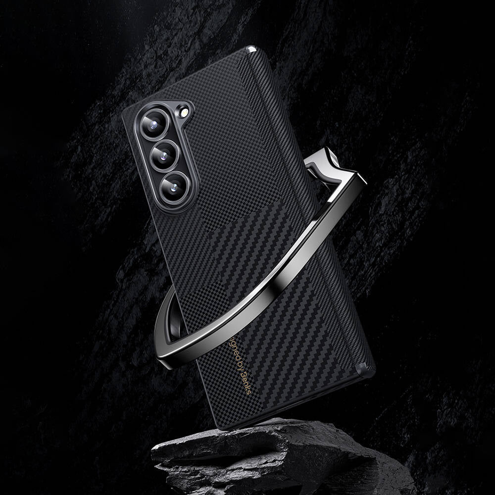 Galaxy Z Fold 6 Carbon Fiber Case Benks Montage ArmorAir Kevlar Cover Black