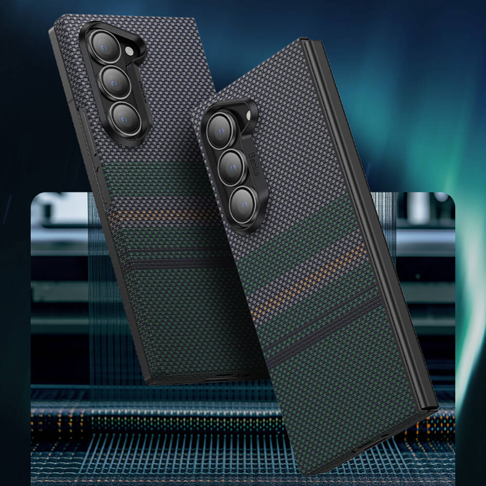Galaxy Z Fold 6 Case Carbon Fiber Design Benks Aurora ArmorAir Kevlar Cover Black