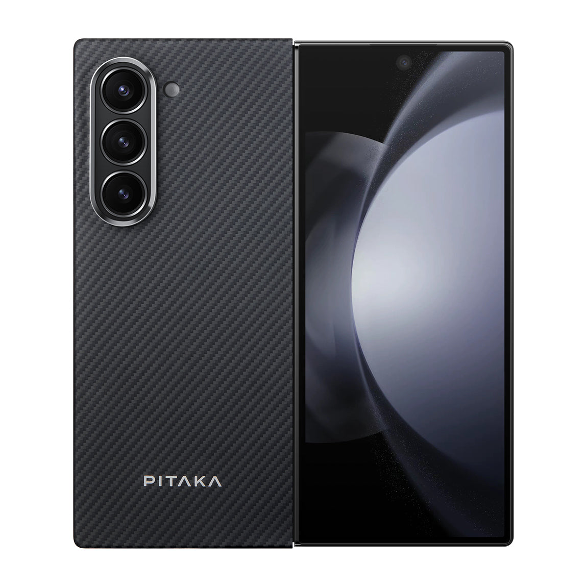 Galaxy Z Fold 6 Case with M-safe Charging Feature 600D Aramid Fiber Pitaka Ultra-Slim Classic Series Black-Grey Twill Cover Black-Grey