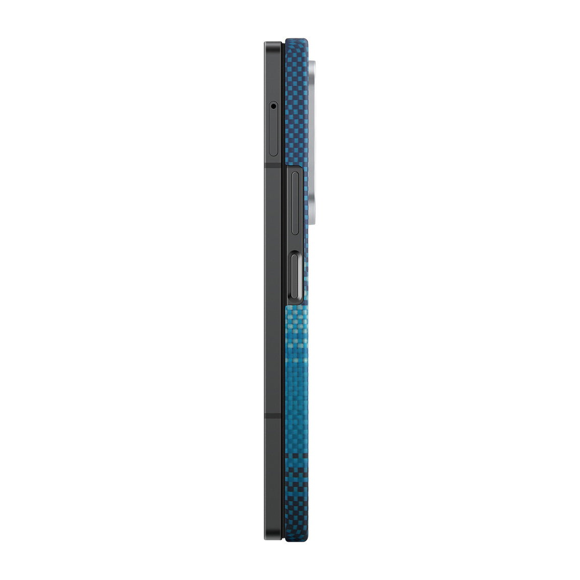 Galaxy Z Fold 6 Kılıf M-safe Şarj Özellikli Aramid Fiber Pitaka Tactile Woven Sunset-Moonrise Serisi Moonrise Kapak Mavi