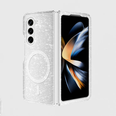 Galaxy Z Fold 6 Kılıf M-safe Şarj Özellikli Parlayan Simli Saydam Renkli Zore Allstar Kapak Şeffaf