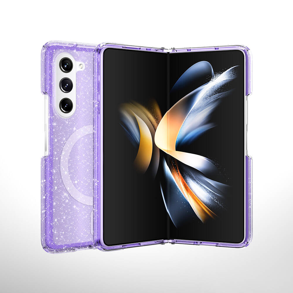 Galaxy Z Fold 6 Case M-safe Charging Feature Shining Glitter Transparent Colorful Zore Allstar Cover Pink