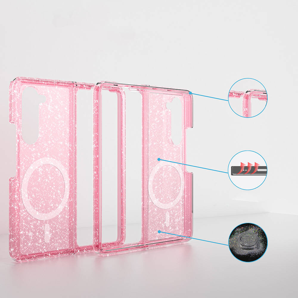 Galaxy Z Fold 6 Case M-safe Charging Feature Shining Glitter Transparent Colorful Zore Allstar Cover Purple
