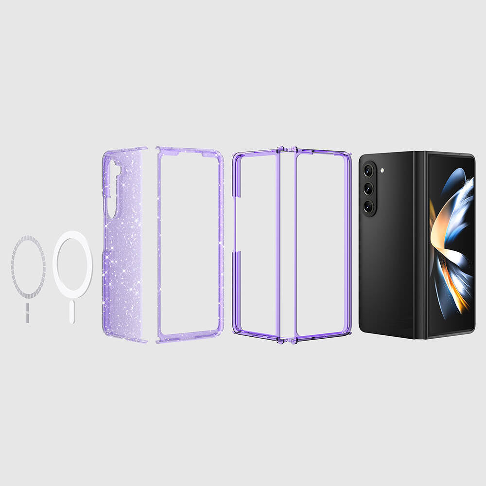 Galaxy Z Fold 6 Case M-safe Charging Feature Shining Glitter Transparent Colorful Zore Allstar Cover Purple