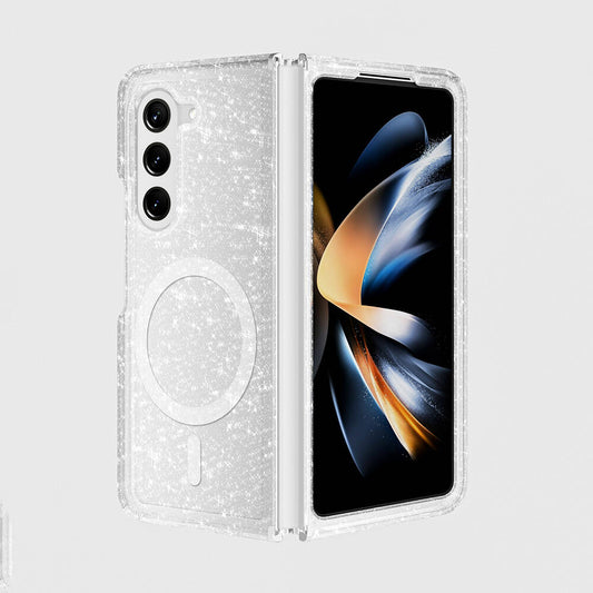 Galaxy Z Fold 6 Kılıf M-safe Şarj Özellikli Parlayan Simli Saydam Renkli Zore Allstar Kapak Şeffaf