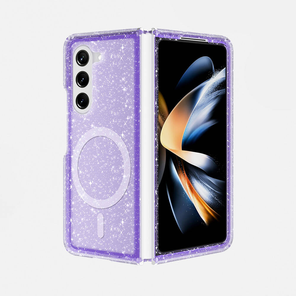 Galaxy Z Fold 6 Case M-safe Charging Feature Shining Glitter Transparent Colorful Zore Allstar Cover Purple