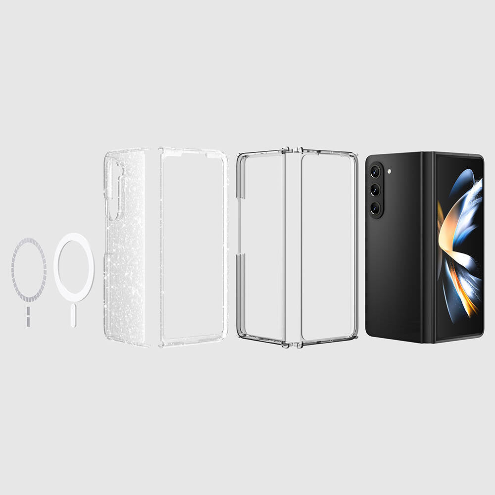 Galaxy Z Fold 6 Case M-safe Charging Feature Shining Glitter Transparent Colorful Zore Allstar Cover Transparent