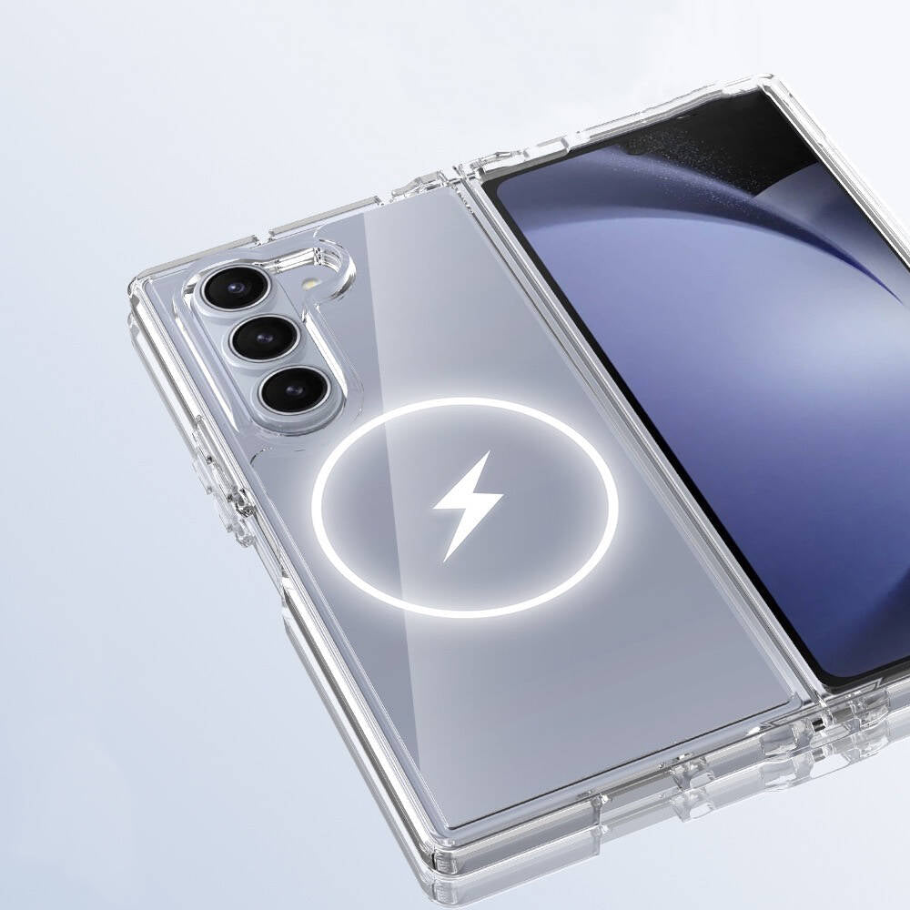 Galaxy Z Fold 6 Case M-safe Charging Transparent Hard PC Zore Embos Cover Transparent