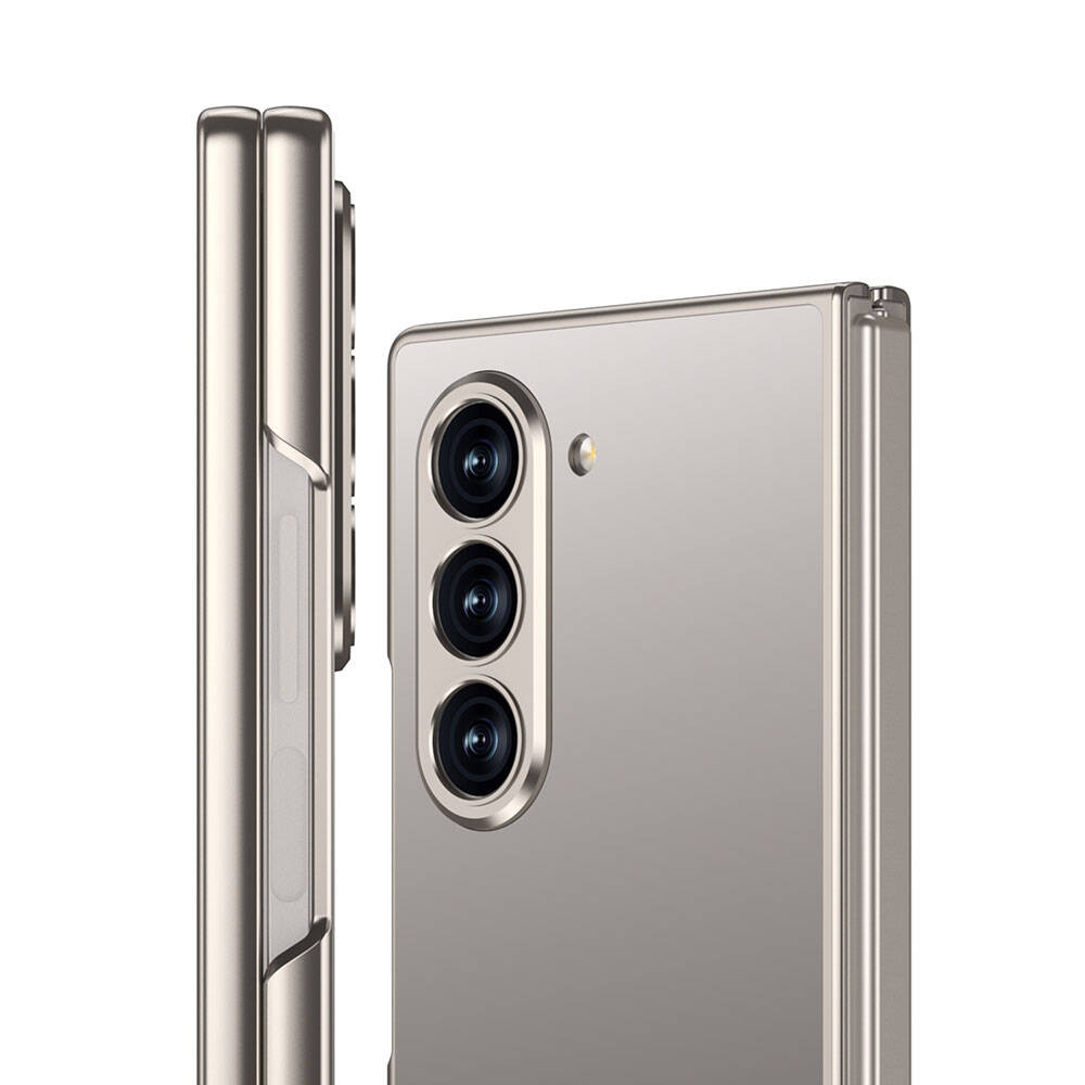 Galaxy Z Fold 6 Case Titanium Metal Design Zore Kıpta Jazz Cover Blue
