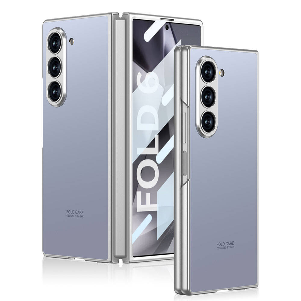 Galaxy Z Fold 6 Case Titanium Metal Design Zore Kıpta Jazz Cover Blue