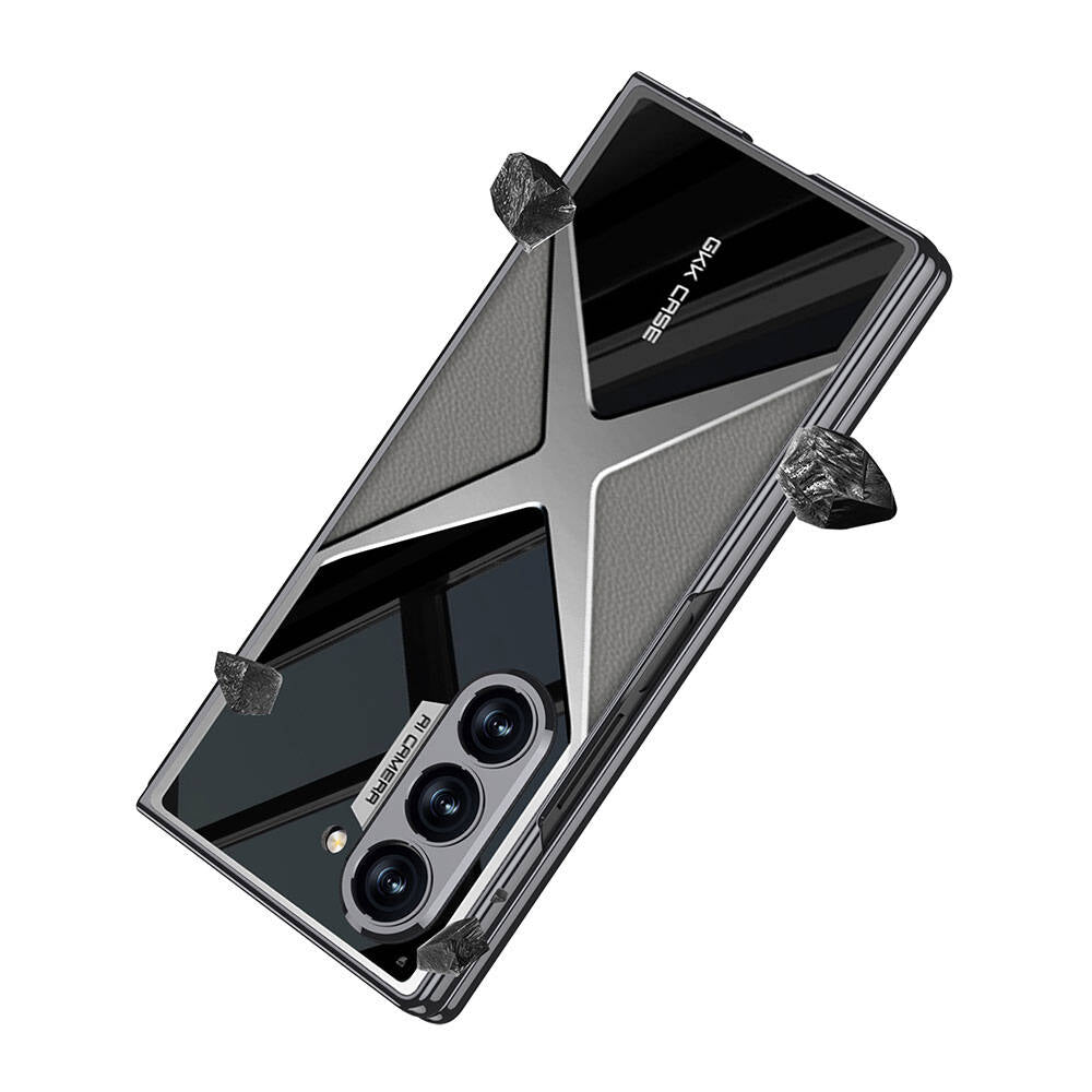 Galaxy Z Fold 6 Case Ultra Thin Camera Protection PC + Leather Back Surface Zore X-Pro Cover Black