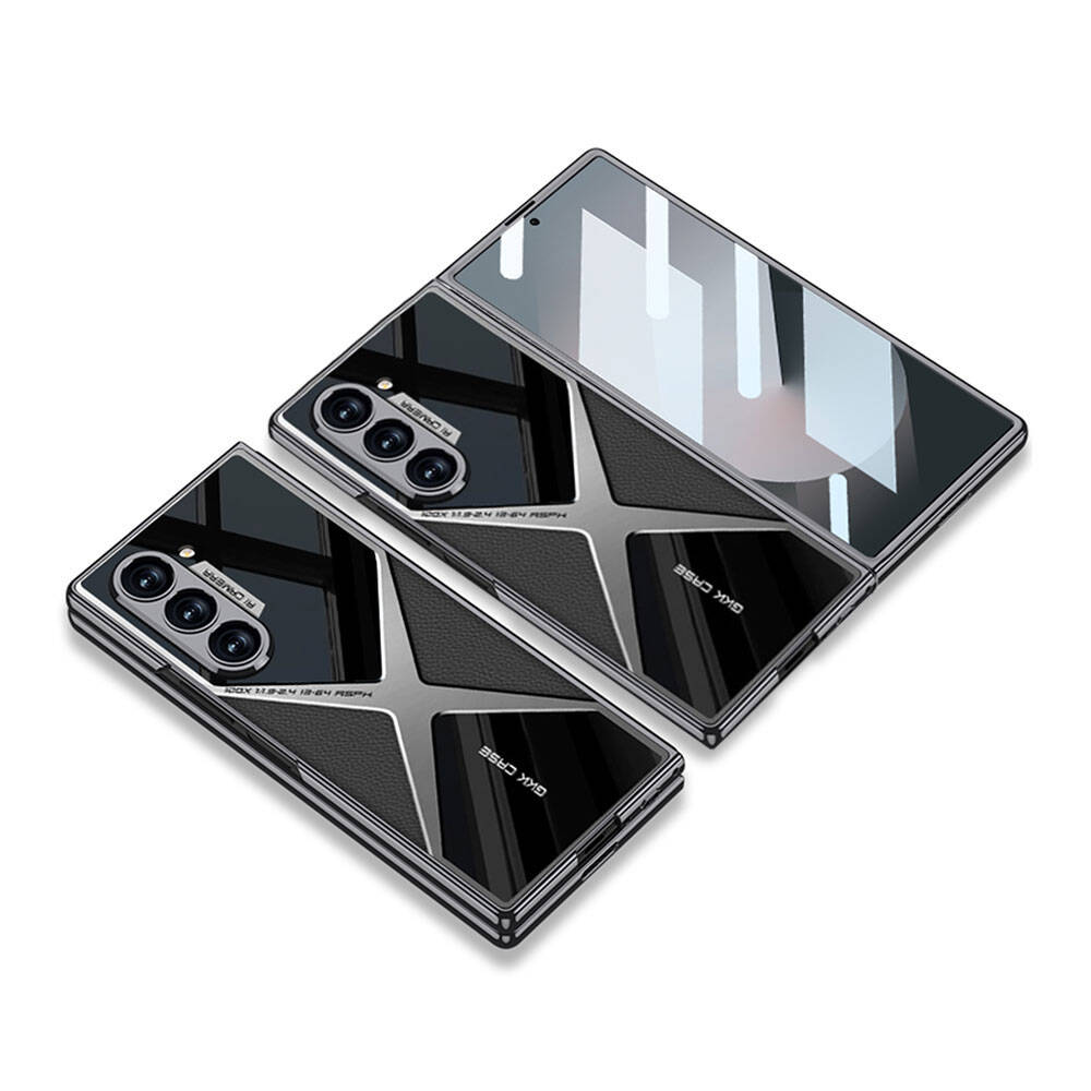 Galaxy Z Fold 6 Case Ultra Thin Camera Protection PC + Leather Back Surface Zore X-Pro Cover Black