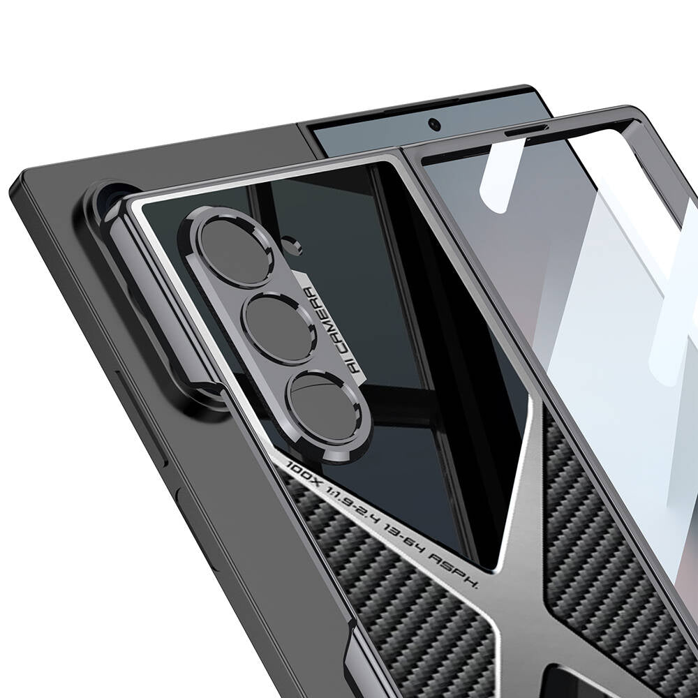 Galaxy Z Fold 6 Case Ultra Thin Camera Protection PC + Carbon Back Surface Zore X-Pro Cover Black