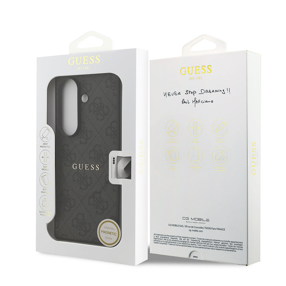 Galaxy Z Fold 7 Kılıf Guess Orjinal Lisanslı M-safe Şarj Özellikli 4G Desen Yazı Logolu Kapak Pembe