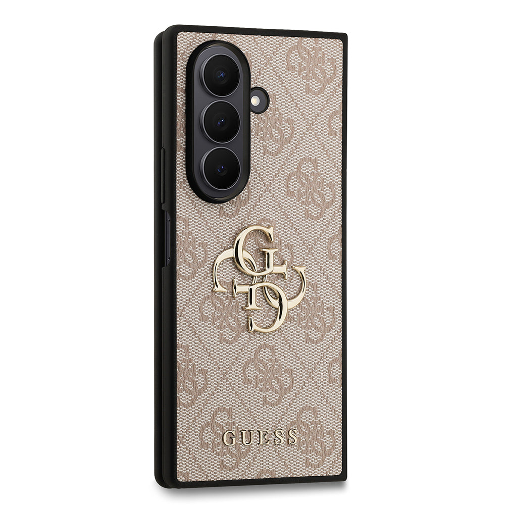 Galaxy Z Fold 7 Kılıf Guess Orjinal Lisanslı PU Deri Büyük Metal Logo Dizaynlı Kapak Siyah