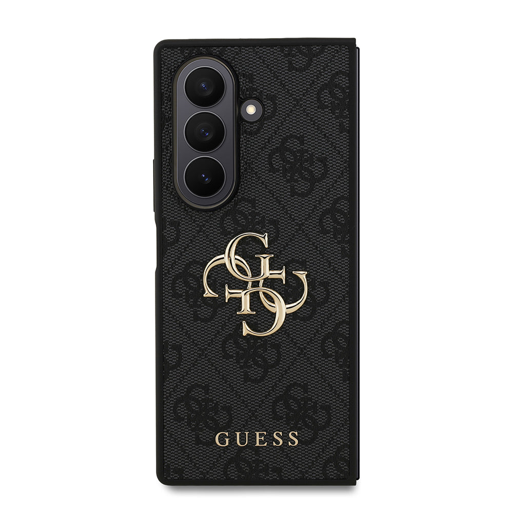 Galaxy Z Fold 7 Kılıf Guess Orjinal Lisanslı PU Deri Büyük Metal Logo Dizaynlı Kapak Pembe