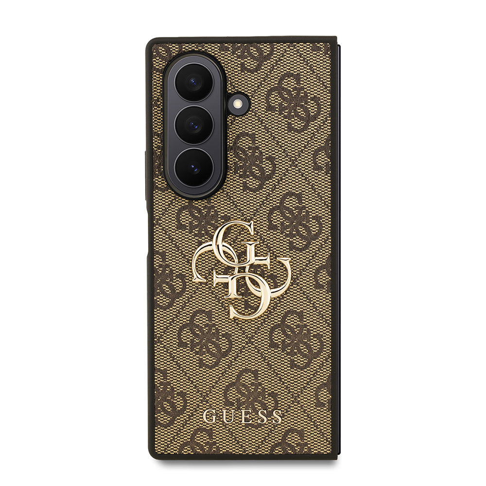 Galaxy Z Fold 7 Kılıf Guess Orjinal Lisanslı PU Deri Büyük Metal Logo Dizaynlı Kapak Pembe