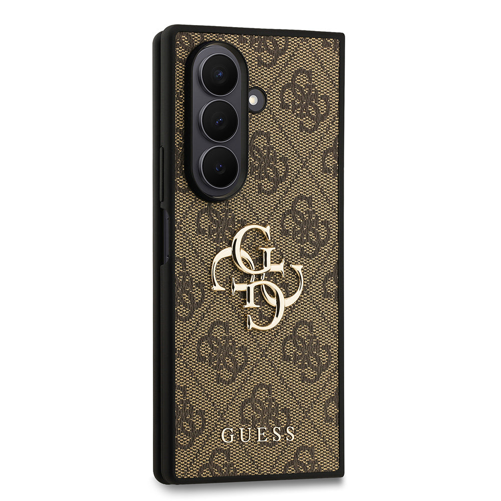 Galaxy Z Fold 7 Kılıf Guess Orjinal Lisanslı PU Deri Büyük Metal Logo Dizaynlı Kapak Pembe