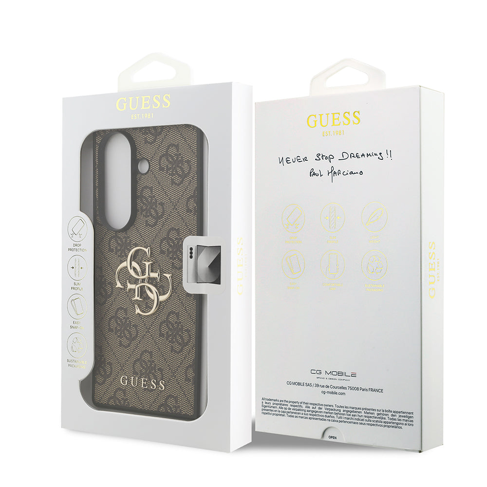 Galaxy Z Fold 7 Kılıf Guess Orjinal Lisanslı PU Deri Büyük Metal Logo Dizaynlı Kapak Pembe