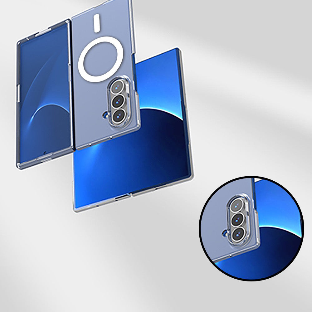 Galaxy Z Fold 7 Case Camera Protection M-safe Hard PC Zore Porto Cover Transparent
