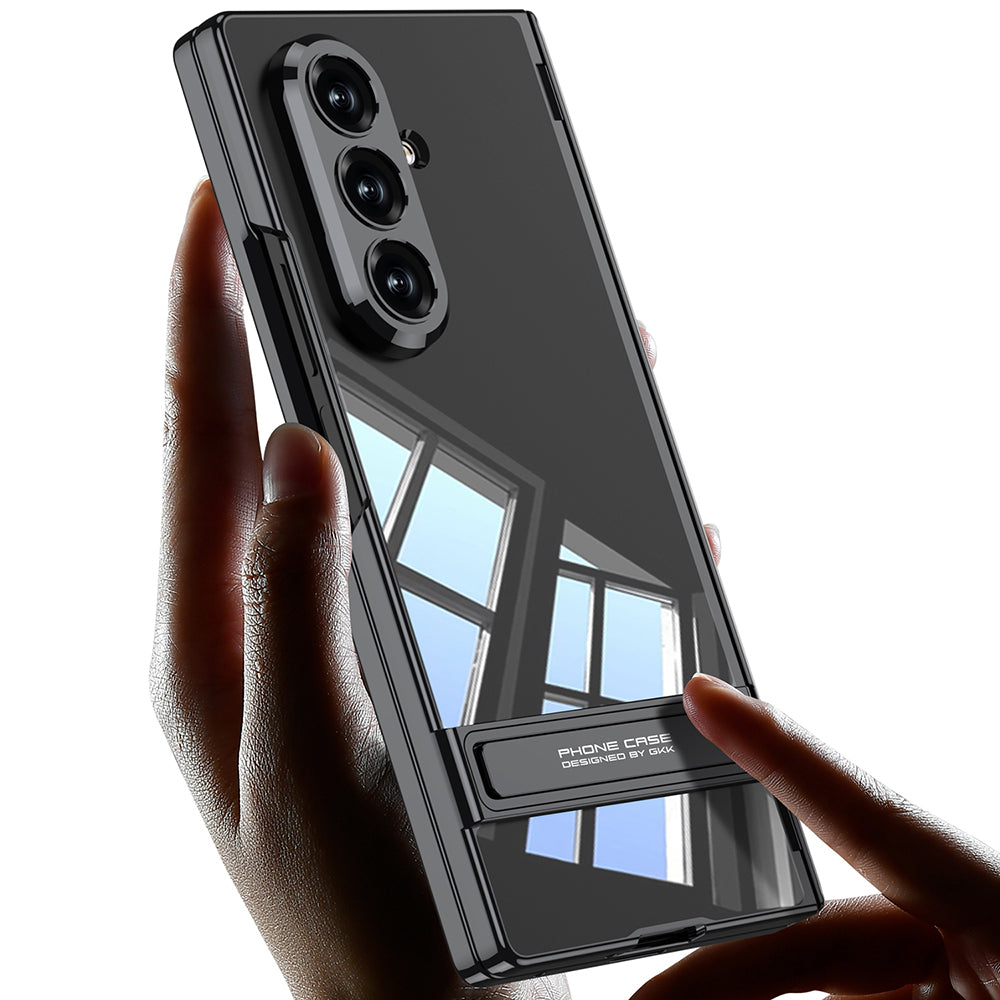 Galaxy Z Fold 7 Case Camera Protection Transparent Design Zore Lego Stand Cover Silver