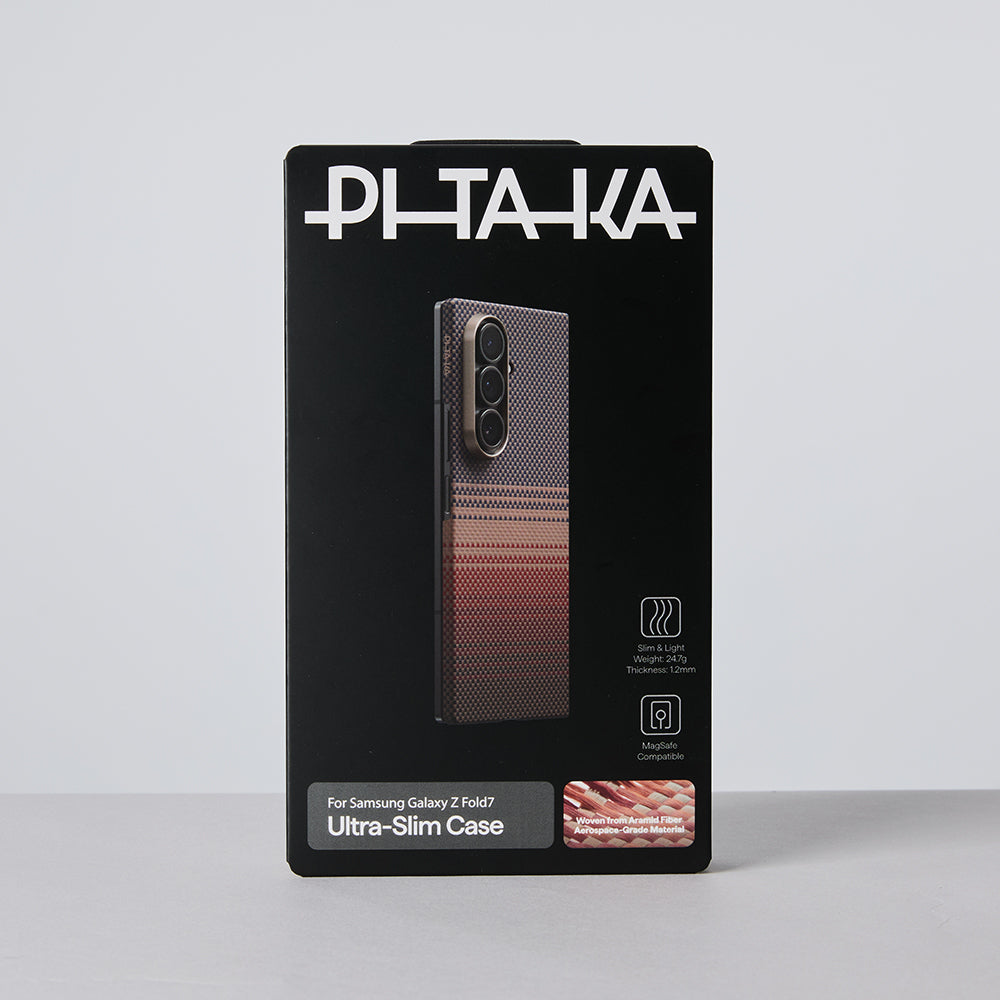 Galaxy Z Fold 7 Case M-safe Charging Feature Aramid Fiber Pitaka Tactile Woven Sunset-Moonrise Series Cover Brown